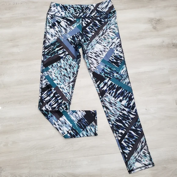 New MONO B Blue Strokes Active Yoga Workout Leggings - Picture 3 of 8